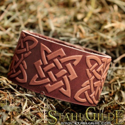 Leather Bracelet Cuff Wristband Star of Russ Square Svarog Celtic Knotwork Talisman Amulet Carving Leather